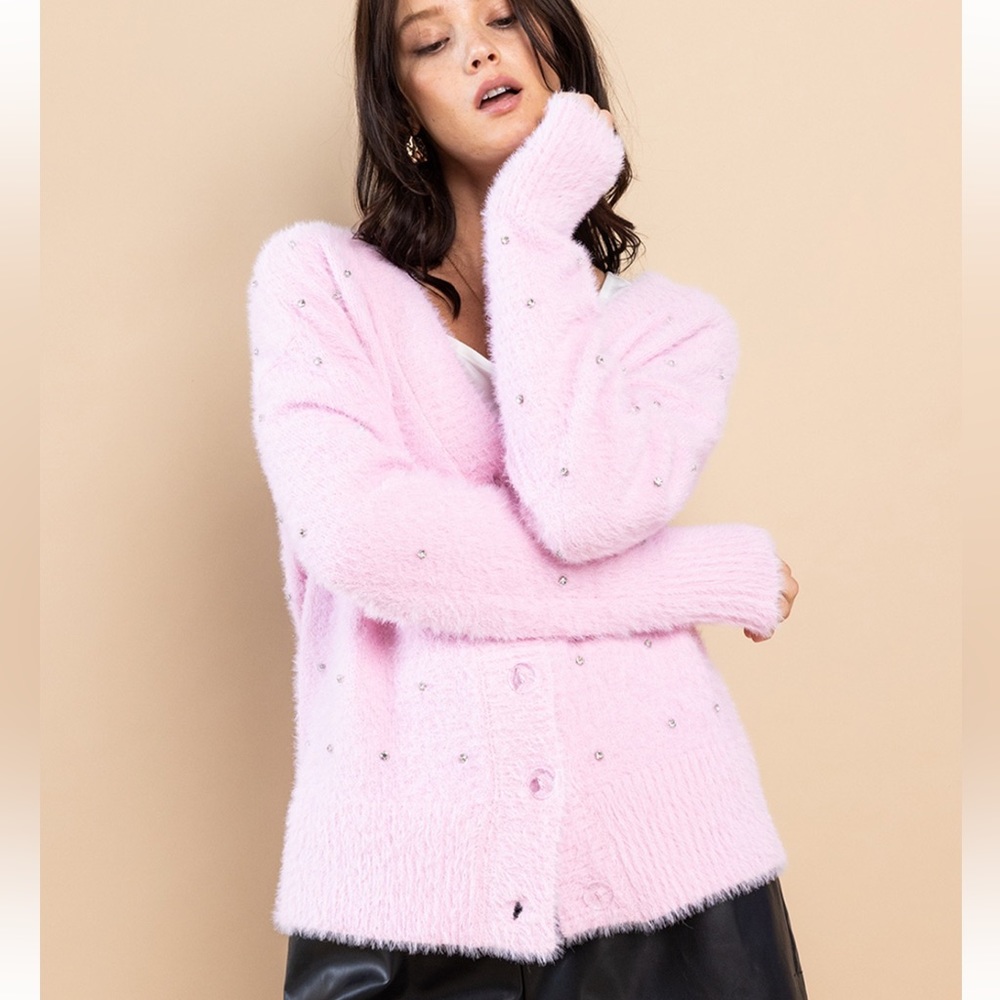 06 Cozy Angora Sweater Long Sleeve Cardigan - Picture 2 of 5